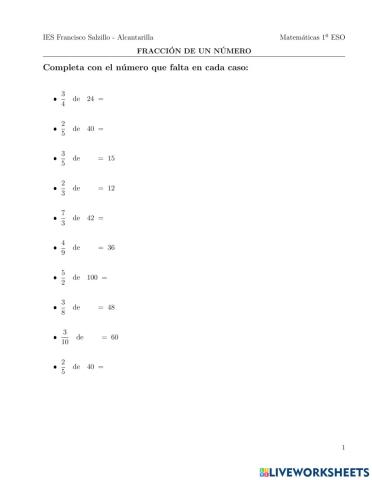 Fracción de un número