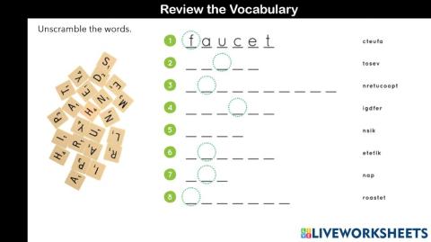 Vocabulary Kitchen Writing