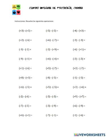 Restas de números enteros