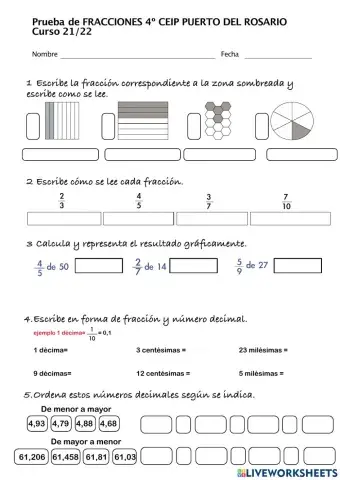 Prueba fracciones 4º