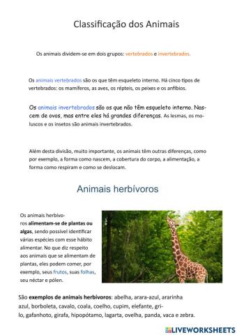 Classificação dos Animais - 2022