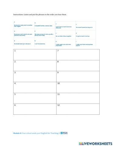 English club listening-preparation task