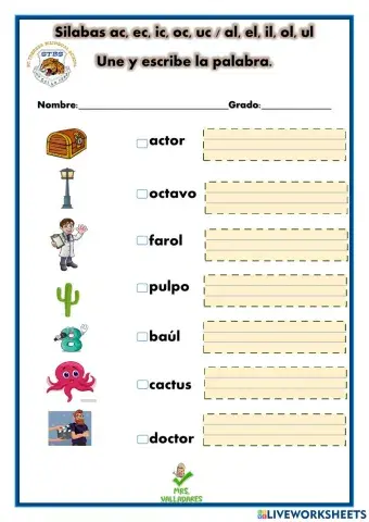 Prueba silabas ac y al