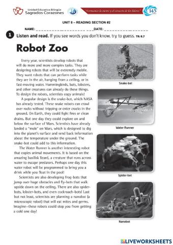 Robot Zoo Reading