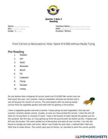 Reading Quiz1 Quarter 2