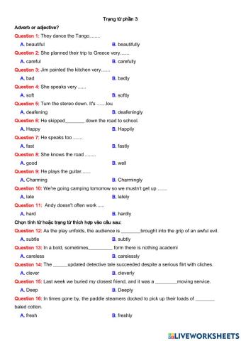 Trạng từ phần 3