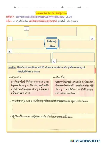 ใบงานอัตนัยที่ 9.1 เรื่อง สิทธิผู้บริโภค