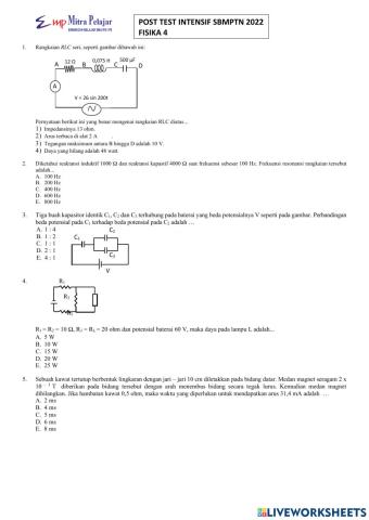 Post test intensif fisika 4
