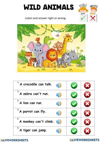Wild animals can or can't