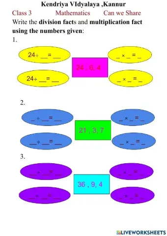 Division facts and multiplication facts