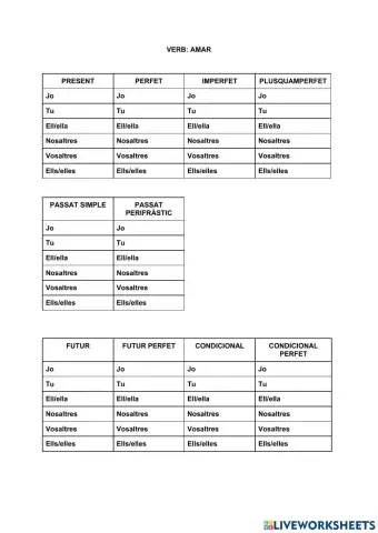 Verbs 1ª conjugació
