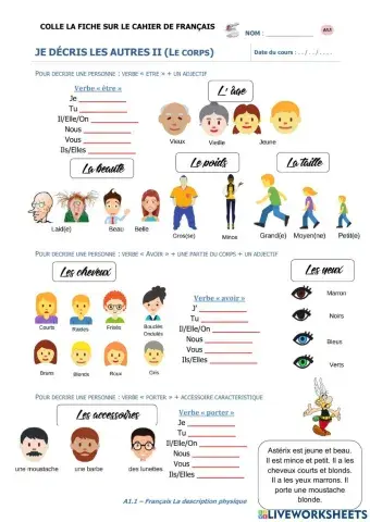 Je décris les personnes II (Le corps I)