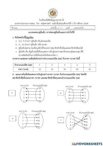 แบบทดสอบคู่อันดับและกราฟของคู่อันดับ