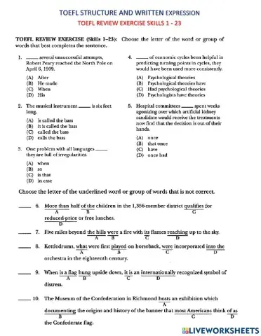 Toefl review exercise 1-23