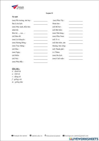 Le Nouveau Taxi 1 - Leçon 11 - Vocabulaire