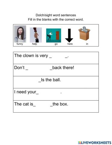 Dolch-sight word-fill in the blanks