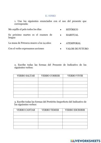El verbo. Modo indicativo