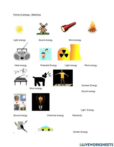 Forms of energy- matvhing
