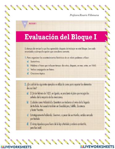 Evaluación Bloque 1 Libro texto