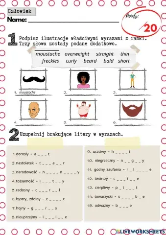 Człowiek - słówka cz. 1