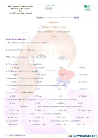 All- Both- neither- none