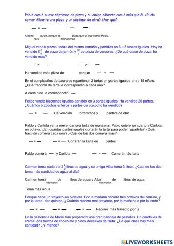 Problemas guiados de fracciones