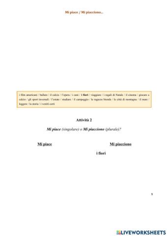 Mi piace - piacciono