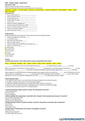 OMT - Zakupy i usługi - słownictwo 2