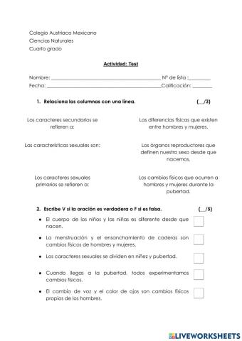 Test 2 Ciencias Naturales