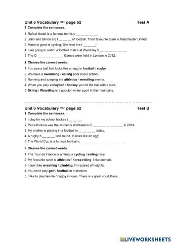 English Plus 1 Unit 6 5 min test