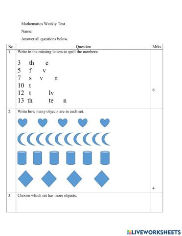 Maths Weekly Test
