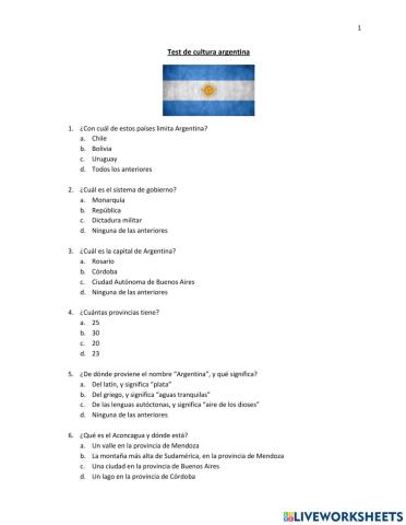 Test de cultura argentina