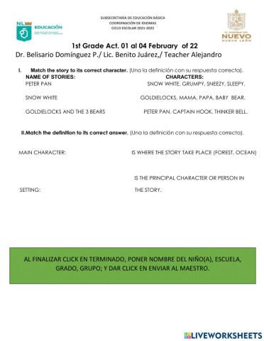 1st grade act. 01 to 04 february 22.