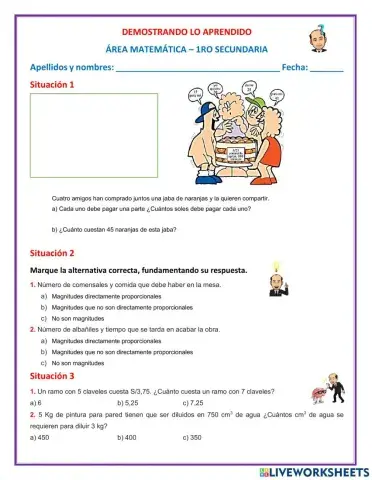 Evaluación de regla de tres para magnitudes directas