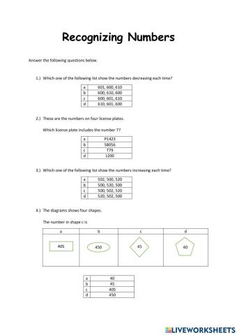 Recognizing Numbers