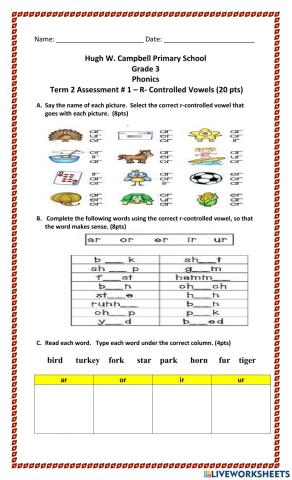 R-Controlled Vowels Quiz