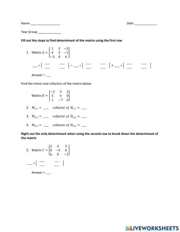 Matrices - Determinants - 3 x 3