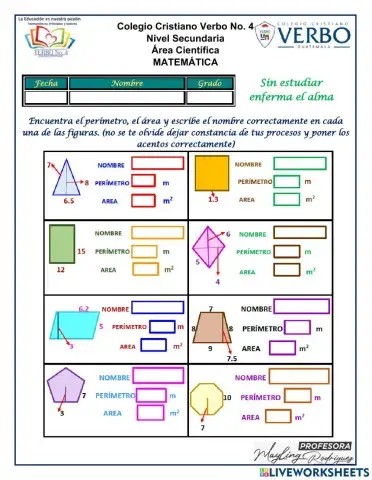 Área y perímetro de poligonos regulares