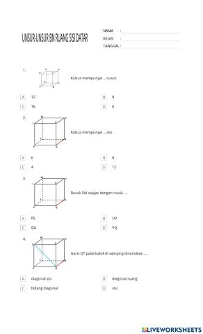 Unsur - unsur bangun ruang sisi datar