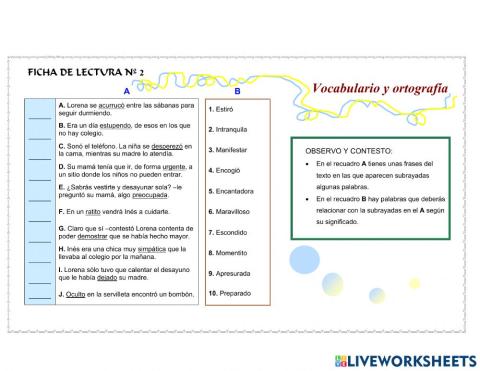 Ficha 2 Comprensión lectora