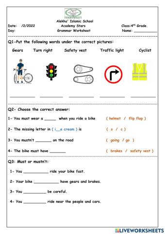 Grammar worksheet 4th