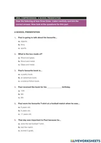 A school presentation