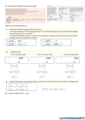 7 kl. N.d. proporcijos