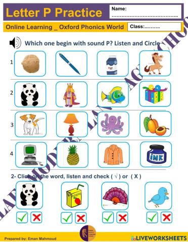 2- Letter P Listen and circle