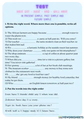 TEST - Have in different Tenses