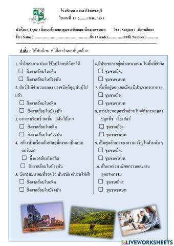 สิ่งแวดล้อมของชุมชนเมืองและชนบท