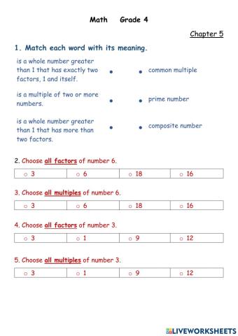 Factors and Multiples -Prime and Composite Numbers