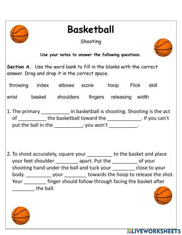 Basketball Shooting Worksheet