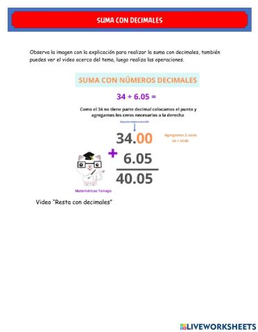 Suma con decimales