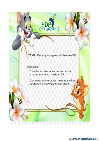 Orden y comparación de números hasta el 50